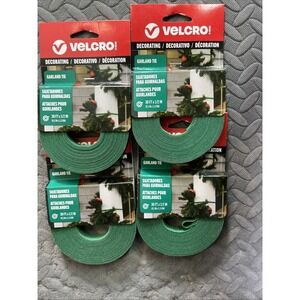 Four VELCRO Brand 1/2"×30ft Green Multipurpose~Holiday Decorating  Garland Ties